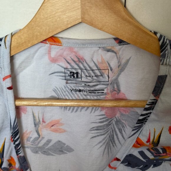 Le 31 (Simons), Flamingo Leaves Pattern, Light Blue + Pink/Red - Picture 3 of 3